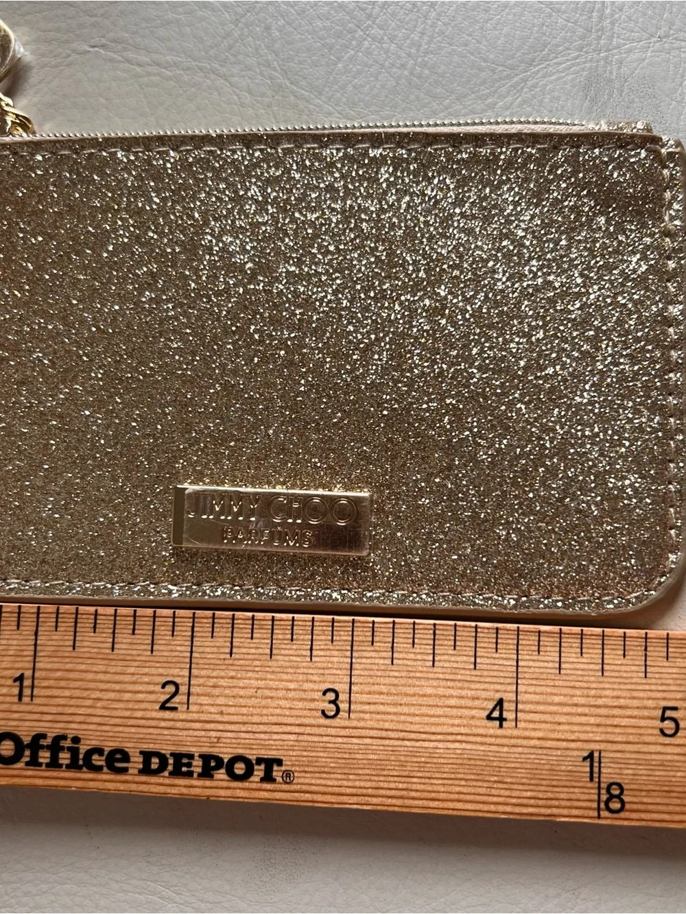 Jimmy Choo Parfums Gold Glitter Coin Purse Credit Card Pouch